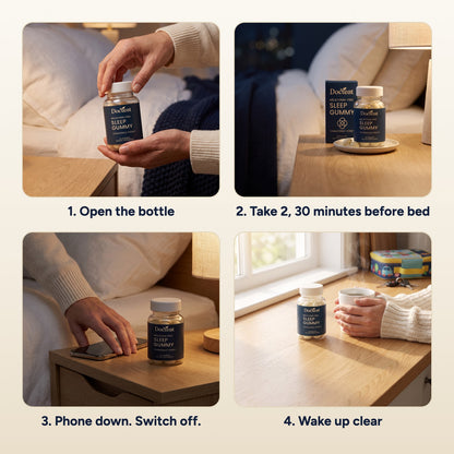 How to use it: open the bottle, take 2 before bed, phone down, wake up clear